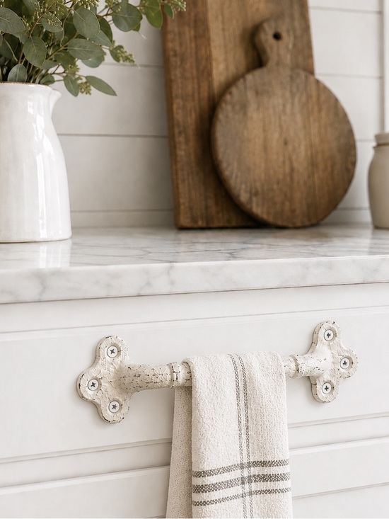 Other - White Antique-Style Cast Iron Drawer Pull